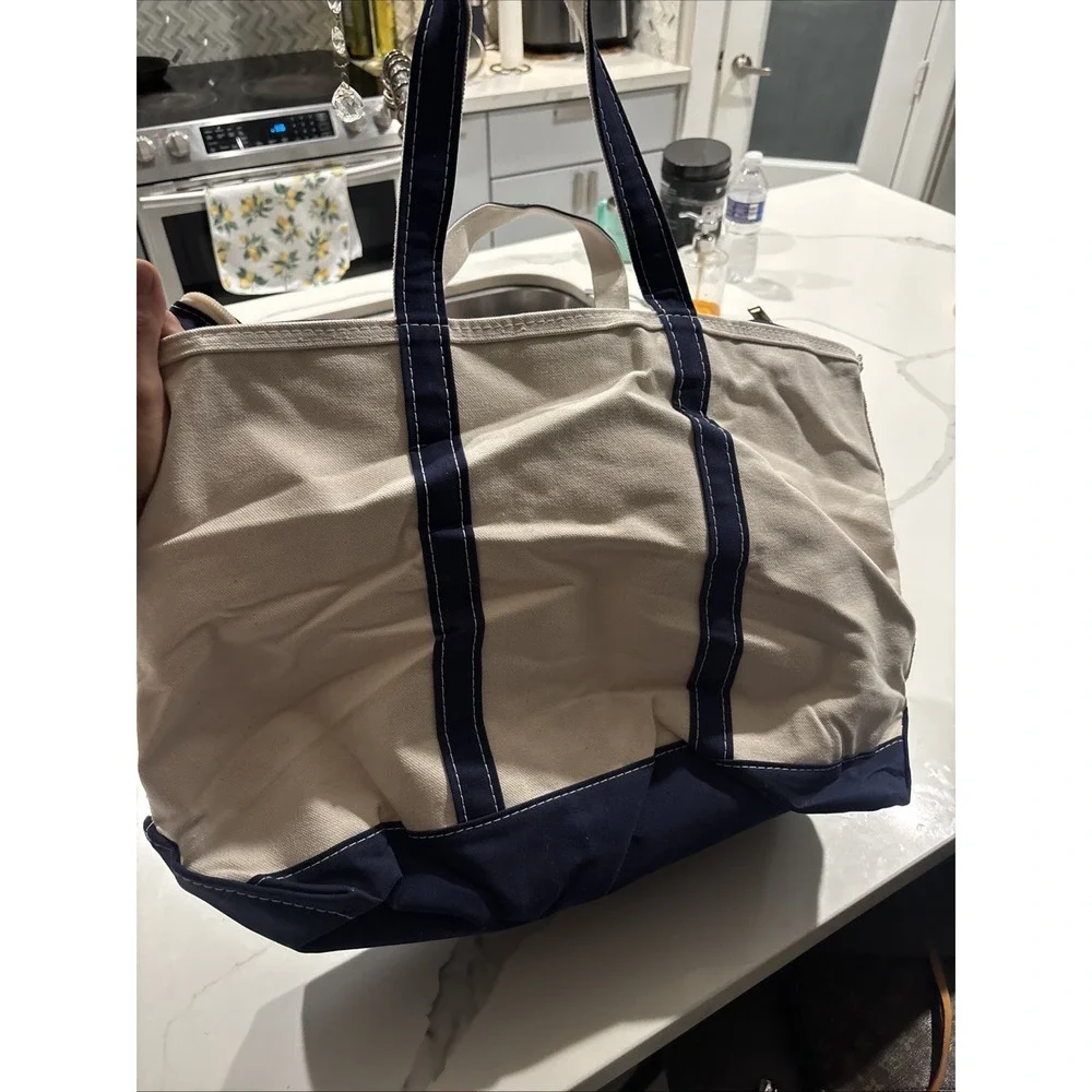 ll bean tote large zip Navy Blue